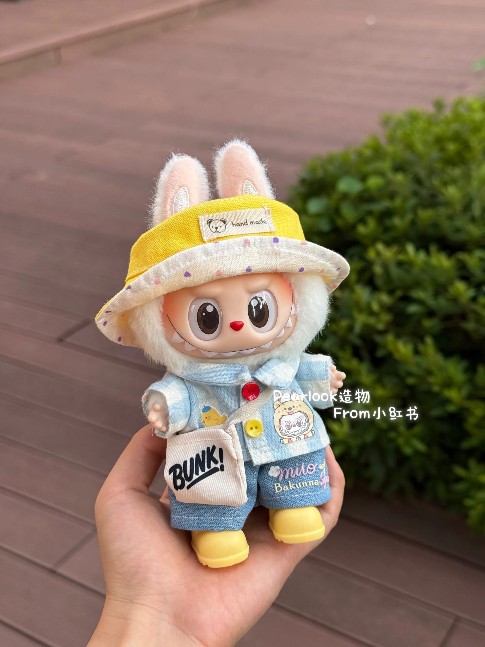 ラブブ用の服 ぬいぐるみ着 17cm着せ替え服 5点セット かわいいチェックシャツセット (2)